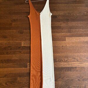 NEW Staud Dana dress XL tan/white Colorblock